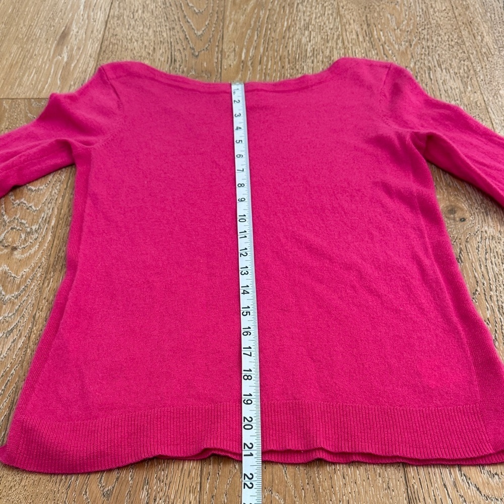 Ellen Tracy Fuchsia Pink Boat Neck Sweater 100% Extra Fine Merino Wool Sz S - Picture 10 of 12